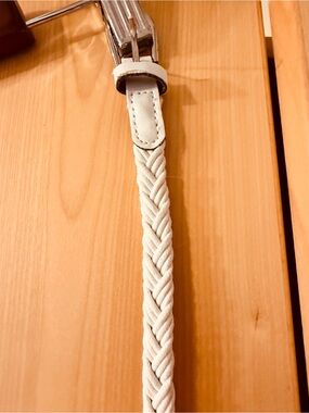 Braided Leather Belt - White